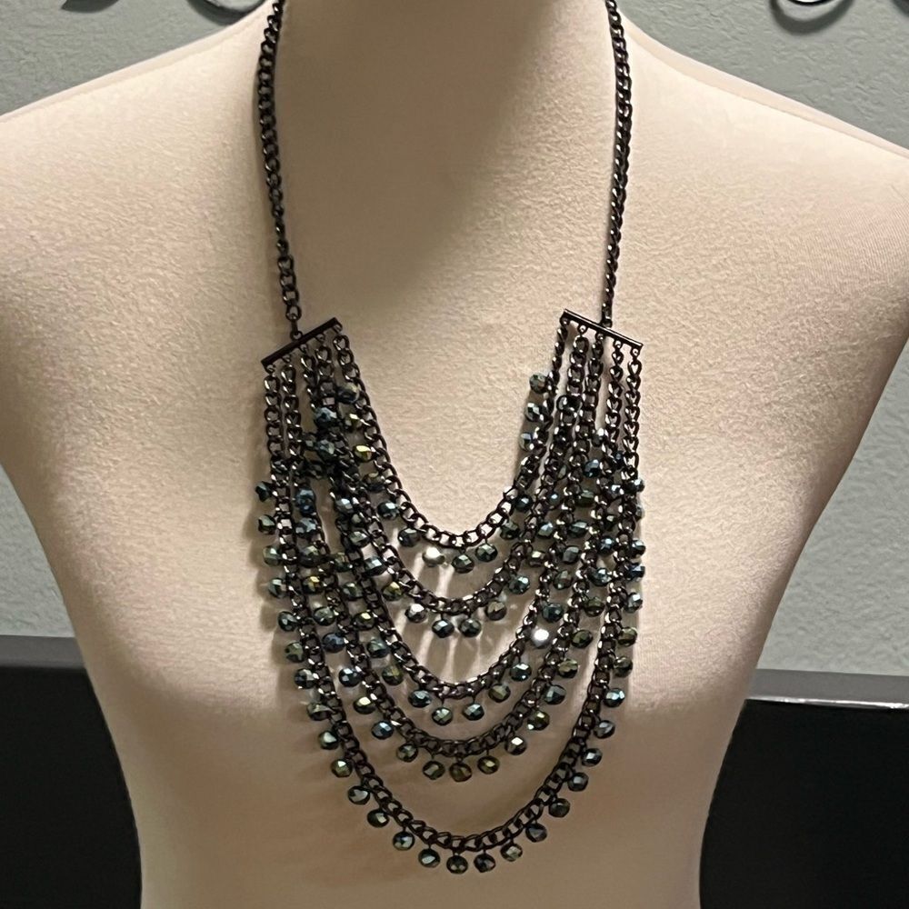 Elegant Black Beaded Necklace #PDNK1